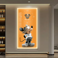 Fashionable Home Wall Decoration Cartoon Mickey Hanging Painting Creative Large Digital Clock LED Luminous Painting Wall Clock