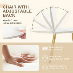 1SET Dressing Table with 360° Rotating Mirror Velvet Chair LED Light in 3 Light Colours Vanity Makeup Desk Cosmetic Table Bedroom Furniture
