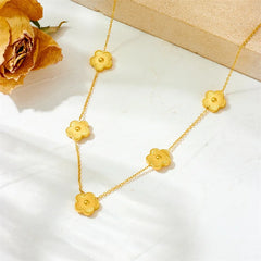 Plum Blossom Five-Leaf Clover Bracelet & Necklace – Y2K Style Jewelry