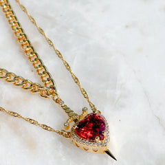 LATS 2pcs Can Be Assembled Heart and Sword Zircon Pendant Necklace for Men Couple Silver Gold Plated Choker Chain Jewelry