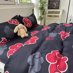 Naruto Akatsuki Anime 3pcs Bedding Set Duvet Cover Quilt Cover Polyester A Duvet Cover and A Pair of Pillowcases (no Padding)