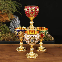 1Pc Timeless Embossed Metal Chalice Goblet Vintage Wine Champagne Liqueur Cup Perfect For Bars Restaurants Home Decor.