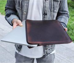 Crazy Horse Leather Sleeve Bag For Macbook Air 13 M3 M4 Case Pro 14 M1 M2 A2779 A2442 Pro 13 15.4 16 inch Chip Laptop Bag Cover