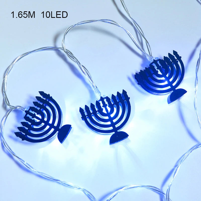1.65M 10LEDs Judaism Mogen David Star Lights String Hanukkah Shavuot Jewish the Feast of the Dedication Menorah Party Supplies