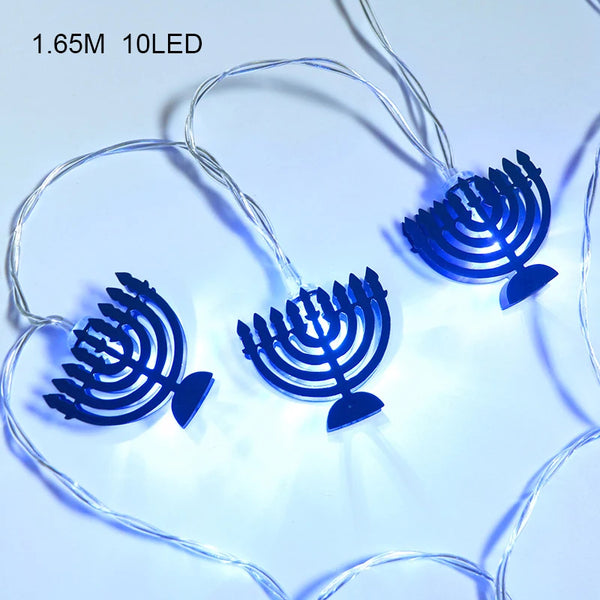 1.65M 10LEDs Judaism Mogen David Star Lights String Hanukkah Shavuot Jewish the Feast of the Dedication Menorah Party Supplies