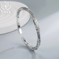 ALITREE 925 Sterling Silver Geometry Totems Open Bracelets Bangles For Women Luxury Designer Jewelry Gift Female
