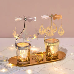 Romantic Valentine's Day Gift Rotating Angel/Rose/Xmas Snowflake Candlestick Candle Tea Lamp Holder for Home Party Decoration