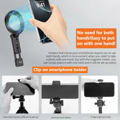VRIG Magnetic Phone Holder Tripod Mount MagSafe Phone Stand W 1/4 Cold Shoe for iPhone 16 15 14 Samsung Phone Camera Accessories