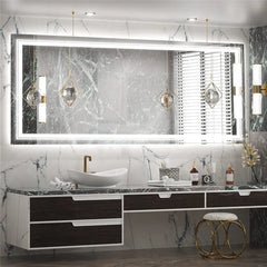 LUVODI Large Illuminate Mirror Bathroom Double Sink Mirror Full Length Dressing Salon Mirror with 3 Color Lights Dimming