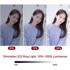 26cm 10 inch Led Ring Selfie Light Dimmable Photography Lighting Kit Usb Charge Lamp With Tripod For Live Video 120 Lamp Beads