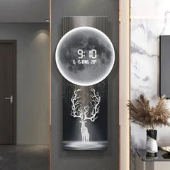 Wall clock, living room entrance decoration painting, electronic clock, digital display creative LED, wall mounted clock Home Decor