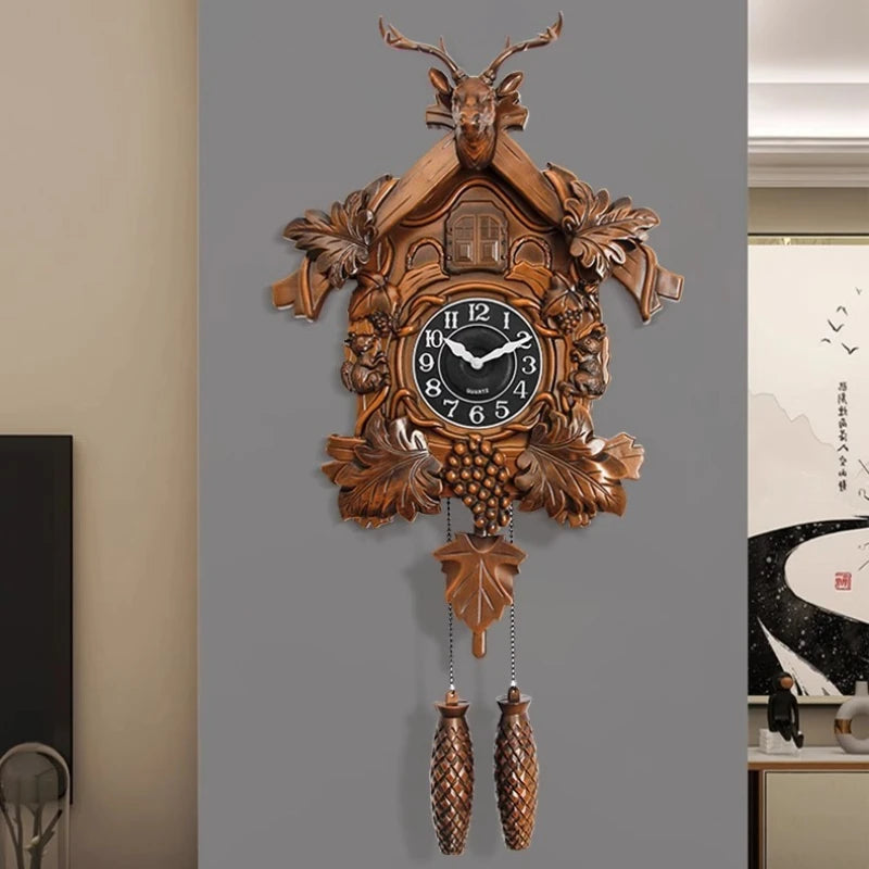 Wall Clock Aesthetic Cuckoo Clocks Retro Wall Watch Decorative Watches Luxury Living Room Ornaments Elegant Home Decoration