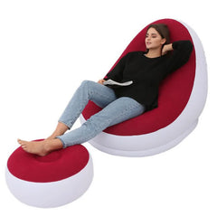 Inflatable Lazy Sofa Chair PVC Flocking Foldable Corner Sofa With  Lunch Lounge Chair Set Living Room Furniture