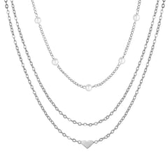 LATS Multilayer Pearl Cross Love Heart Pendant NecklaceGold Color Fashion Neck Chain Trend Jewelry