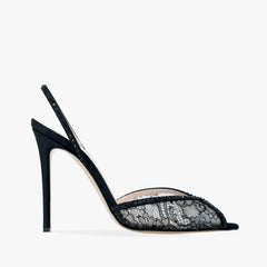 Summer new pointed fish mouth lace mesh rhinestone rivet wedding shoes thin high-heeled banquet dress large size women's sandals Heels