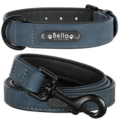 Custom Leather Dog Collar Leash Personalized Pet Collar and Leash Set Durable Leather Collar Lead for Small Medium Large Dogs Pet Shop