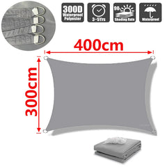 Outdoor Shade Sail, 300D Polyester Waterproof UV-Proof Awning, Sunshine Canopy for Terrace, Carport, Backyard, Garden, etc