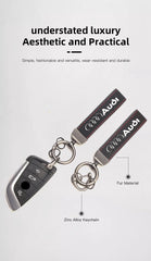 Suede Car Logo Keychain for Audi A1–A8 Q1–Q8 TT