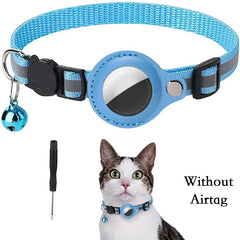 Anti-Lost Cat Collar for Airtag GPS Tracker Protective Case With Bell Reflective Cats Accessories Pet Products