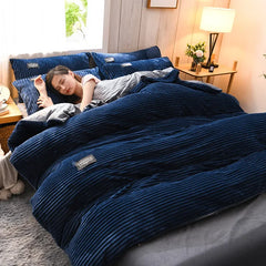 Puffy Duvet Cover Super Soft Plush Bedding Set Fall And Winter Thickened Plush Double Bed Cove