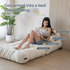 Folding Sofa Bed, Convertible Sleeper Chair with Pillow Foldable Matress, Portable Fold Out Chair Bed Comfy Floor Corner Sofa
 Lounge Living Room Furniture