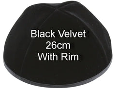 BLACK VELVET JEWISH KIPPAH YARMULKE KIPPOT RIMLESS OR WITH NO RIM