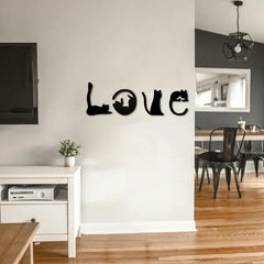 Black Cat Wooden Wall Art – Love-Themed Home Decor for Cat Lovers