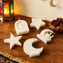 Ramadan Candles for Home Decoration Eid Mubarak Islamic Candle White Star Ramadan Decorative Candles
