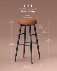 VASAGLE EKHO Collection - Bar Stools Set of 2, Kitchen Counter Stools, Breakfast Stools, Synthetic Leather Kitchen & Dining Furniture