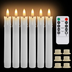6Pcs Flameless Taper Candles with Holder & Remote LED Candlesticks Battery Operated Flickering Window Candle for Christmas Decor