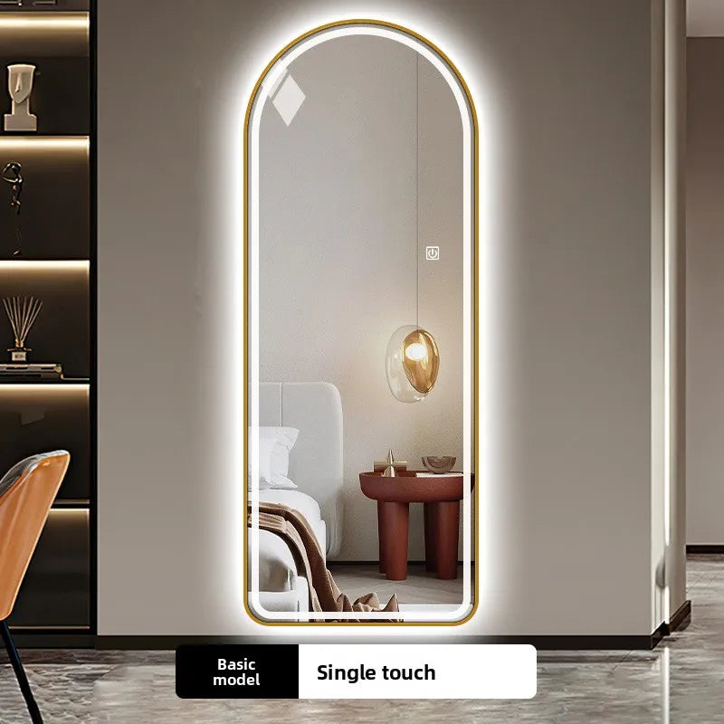 11.6 * 47 Inch Full-body Mirror U-shaped Smart LED Light Luminous Long Mirror with Metal Frame Hanging on The Wall Mirror Makeup