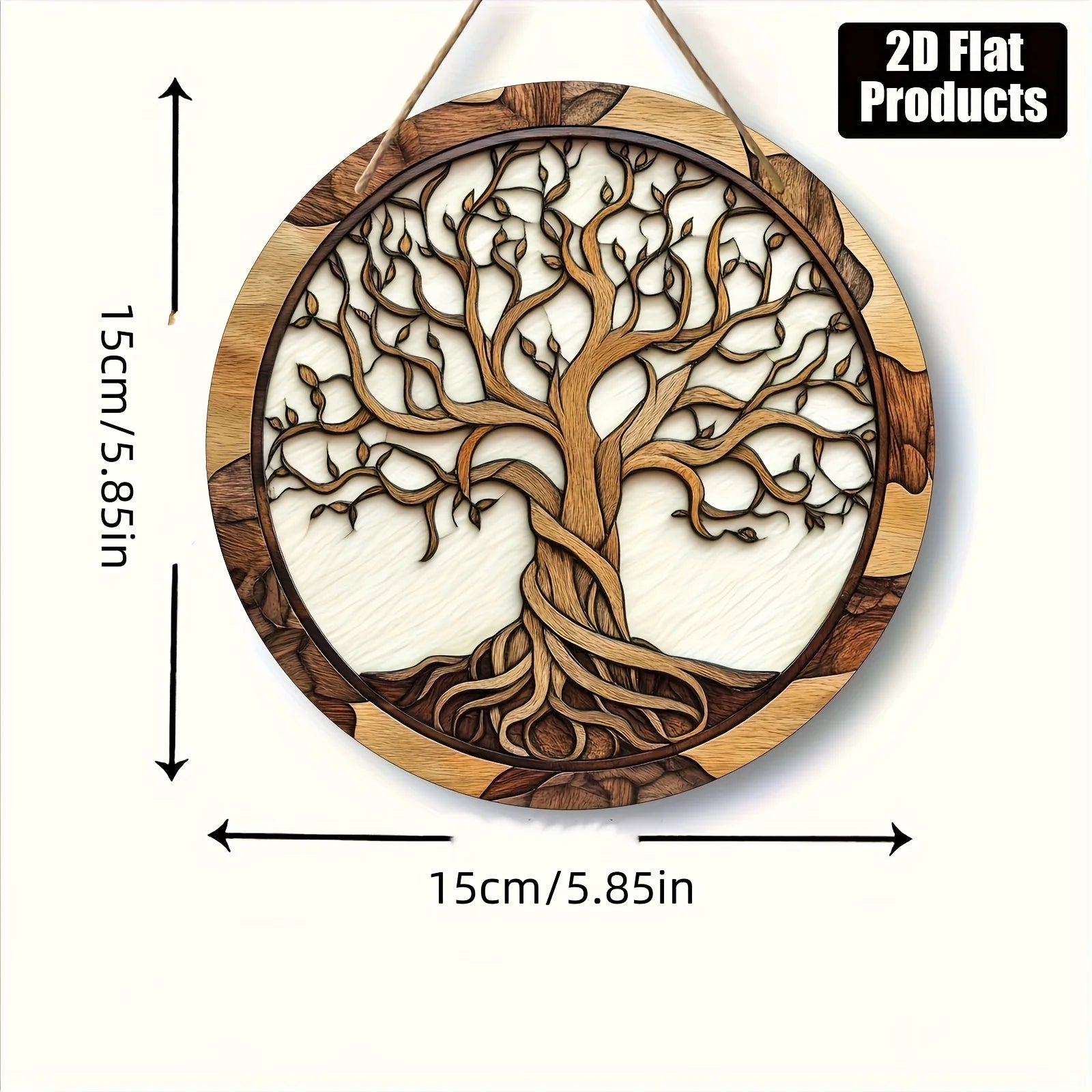 Tree of Life Wall Art - Rustic Round Wooden Sign, 5.9 Inch Home Decor for Living Room, Artistic Gift for Holiday, Kitchen Office