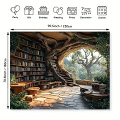 Enchanted Forest Library Tapestry – Vibrant Wall Decor