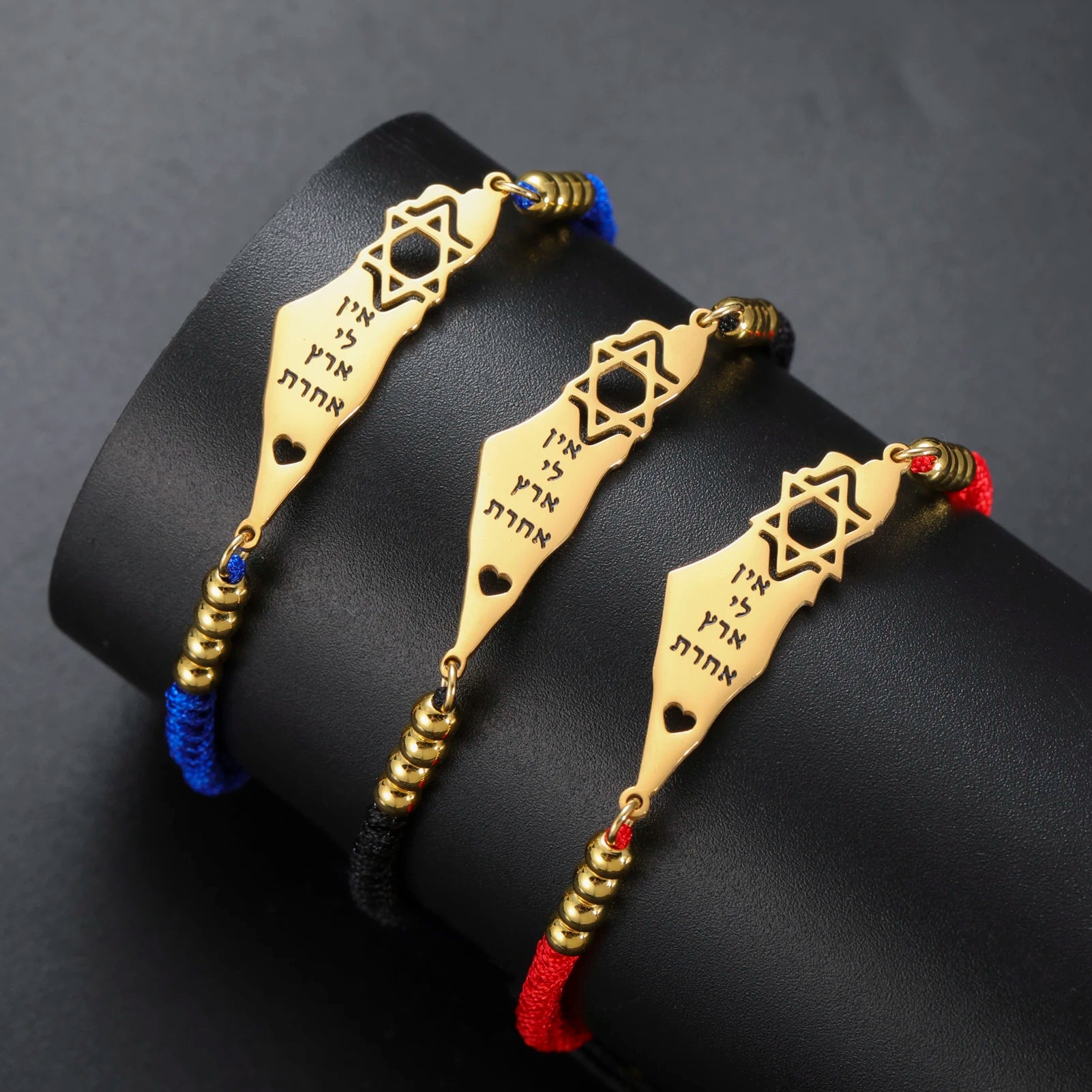 Dreamtimes Israel Mid-east Map Star of David Jewish Bracelet Hexagram Adjustable Rope Chain Women Bangle Stainless Steel Jewelry