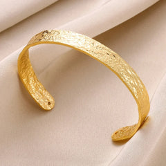 Wrinkle Texture Open Cuff Bracelet – Stainless Steel Bangle
