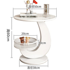 Luxury Side Table Modern Round Coffee Table for Living Room Furniture & Balcony Multifunctional Couchside Drink Table with Geometric Base