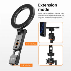 VRIG Magnetic Phone Holder Tripod Mount MagSafe Phone Stand W 1/4 Cold Shoe for iPhone 16 15 14 Samsung Phone Camera Accessories