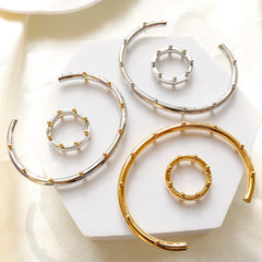 Luxury Stainless Steel Jewelry Set – Bangle, Ring & Hoop Earrings