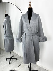 Tossy Fox Fur Wool Short Coat – Elegant Double-Sided Women Jacket