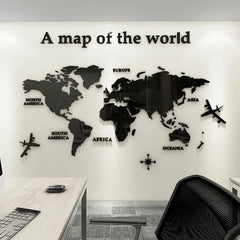 World Map Wall Mirror Stickers DIY 3D Acrylic Wall Stickers Bedroom Office Background Wall Decoration Stickers Large Size