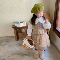 Girls' Knitted Vest 2025 Spring and Autumn New Korean Girls' Webbed Sleeveless Vest 1-7 Years Old Fashion Baby Top