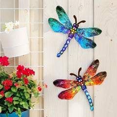 Vintage 3D Metal Dragonfly Wall Art Hanging Decor Wrought Iron Wall Hanging Sculpture Garden Home Party Decoration