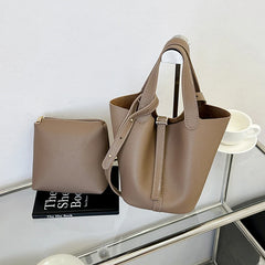 2-Piece PU Leather Tote & Crossbody Bag Set for Women