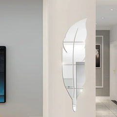 3D Dancing Feathers Mirror Wall Stickers DIY Art Atmosphere Home Shining Wall Stickers House Decoration Living Room Decoration Home Decor Mirror Art
