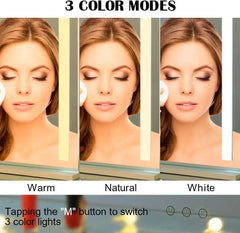 Vanity Makeup Mirror with Lights Detachable 15x Magnification 3 Color Lighting Modes Touch Screen Control 360°Rotation