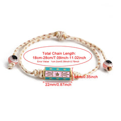 Lucky Eye Adjustable Colorful Braided Rope Bracelet Turkish Evil Eye Bead Copper Zircon Charm Bracelet for Women Men Jewelry