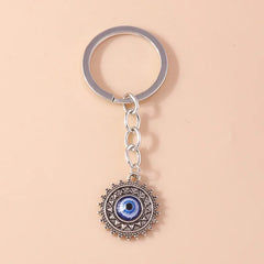 1Pc Bohemia Evil Eye Hamsa Hand Keychain for Women Men Blue Eye Sun Feather Key Ring Bag Pendant Car Key Holder Rings Wholesale
