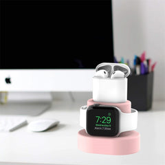 New Upgraded 2-in-1 Silicone Stand for Apple Watch iphone for Airpods Charging Base for iwatch Night Dock for IPhone14 15Pro Max