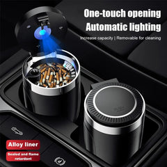 Universal Car Ashtray with LED Light Smokeless Aluminum Cup