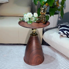 Walnut Color Side Table Carbon Steel Imitation Wood Grain Coffee Tables Bedroom Furniture Cupboard Antique Style Modern Furniture